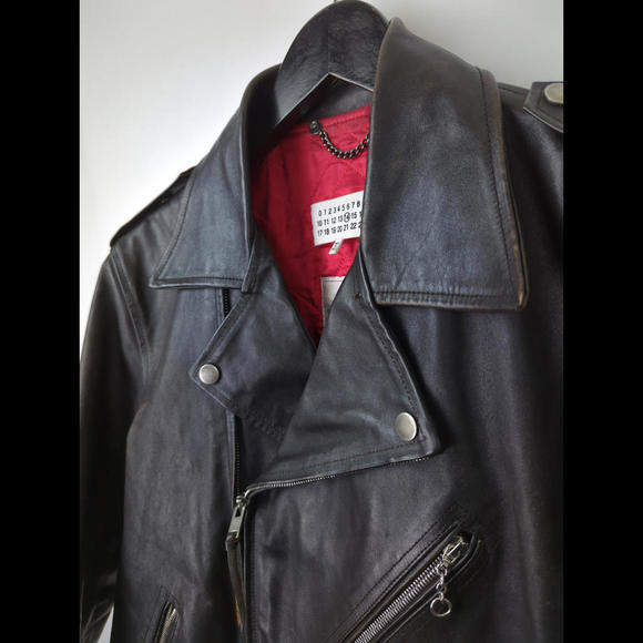 [SOLD] MAISON MARGIELA Men's Sz IT54 US 42 L Black Leather Perfecto Jacket Italy - Picture 3 of 12